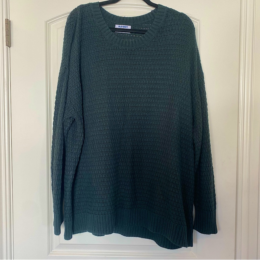Old Navy Emerald Green Tunic Length Knit Sweater